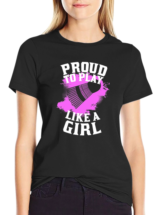 Camiseta Negra con Diseño Textual Proud to Play Like a Girl