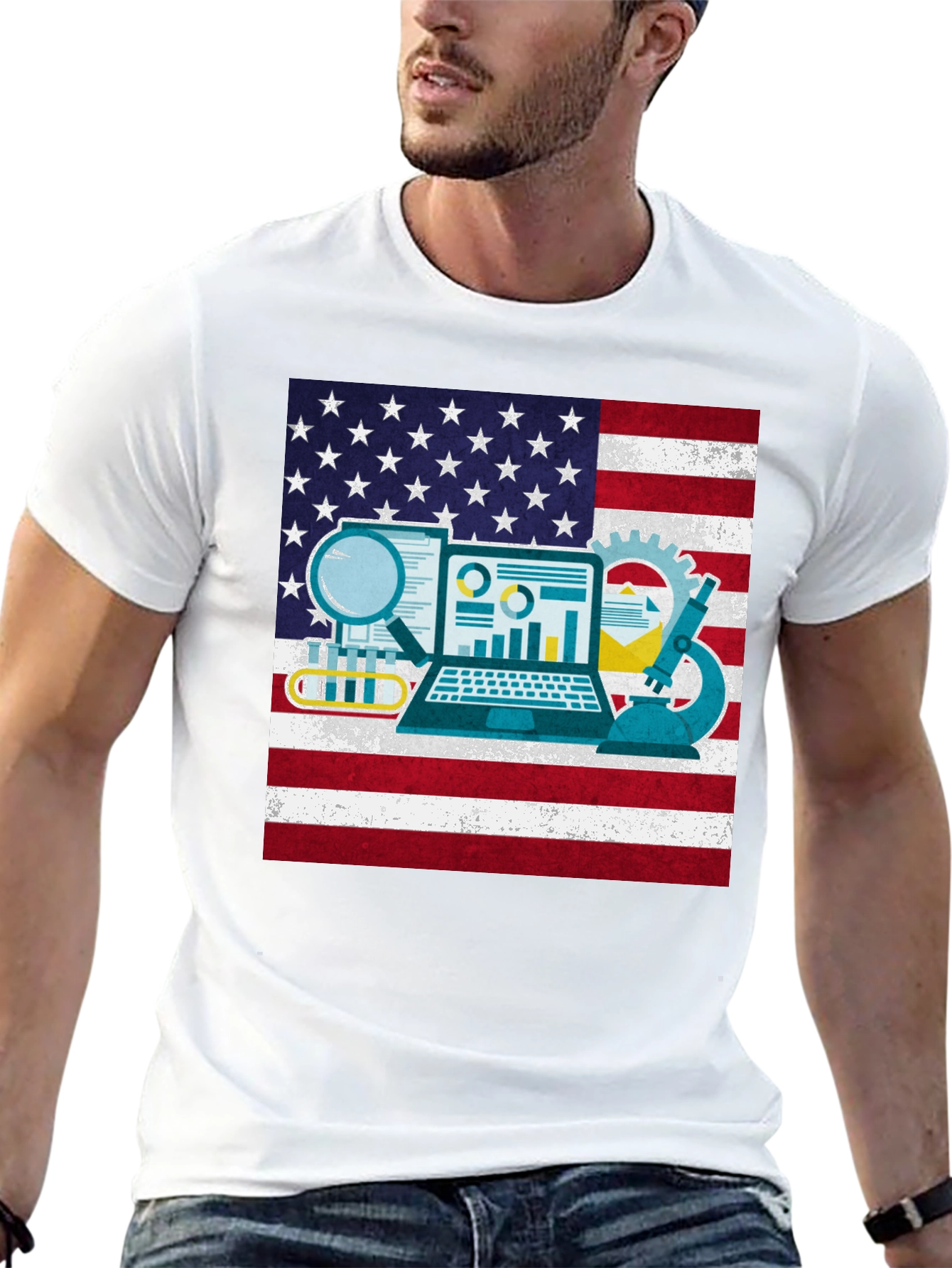 Camiseta Negra con Diseño STEM USA