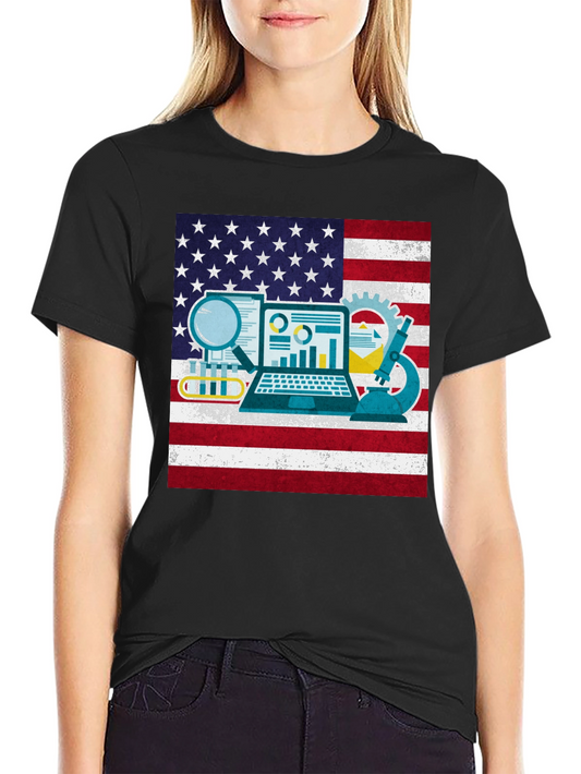 Camiseta Negra con Diseño STEM USA