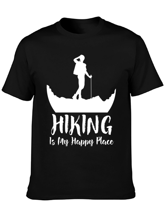Camiseta Negra con Diseño de Senderismo para Hombre