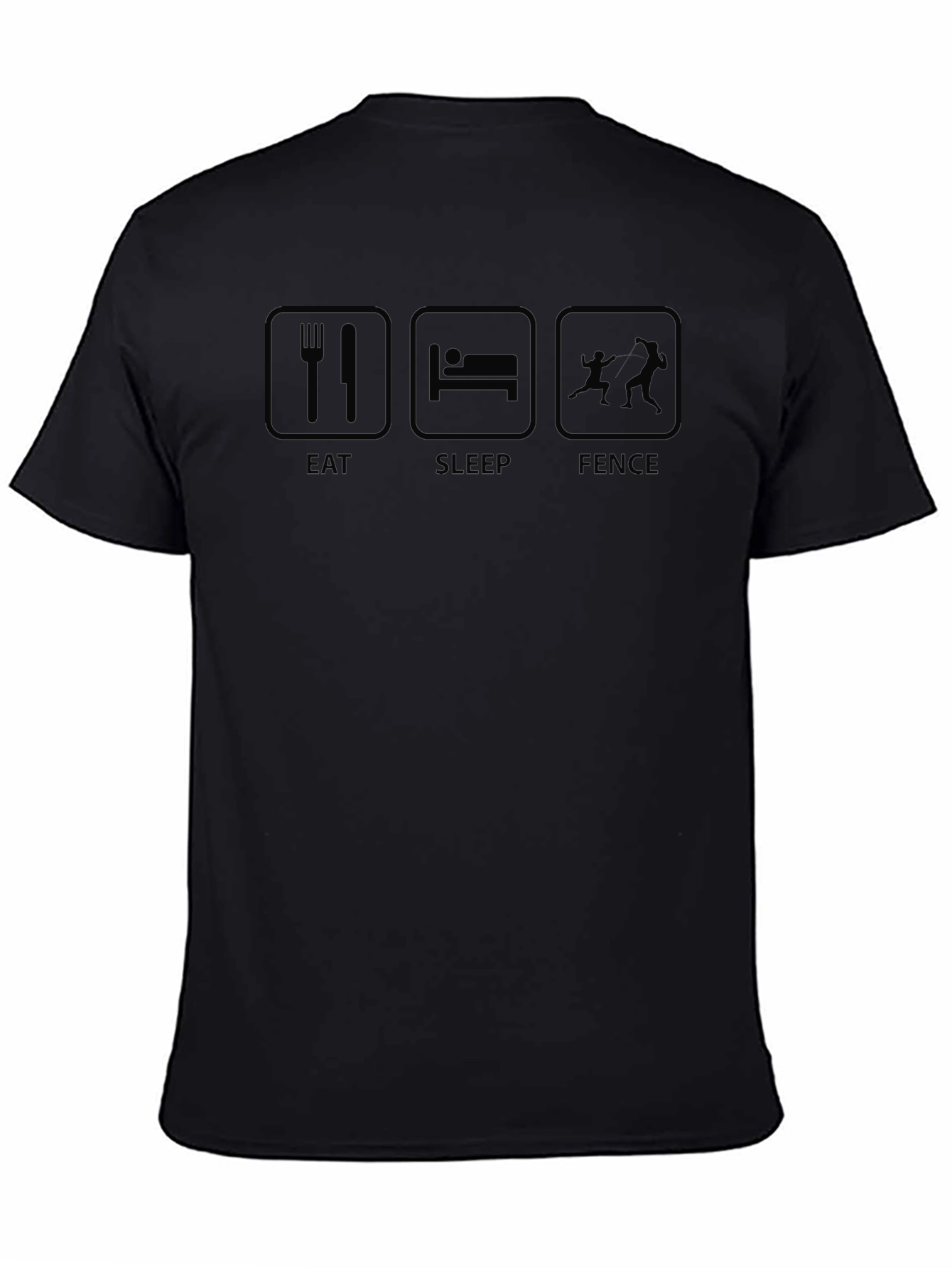 Camiseta Negra Eat Sleep Fence para Esgrima