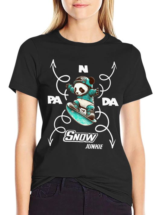 Camiseta Negra Panda Snowboard Junkie