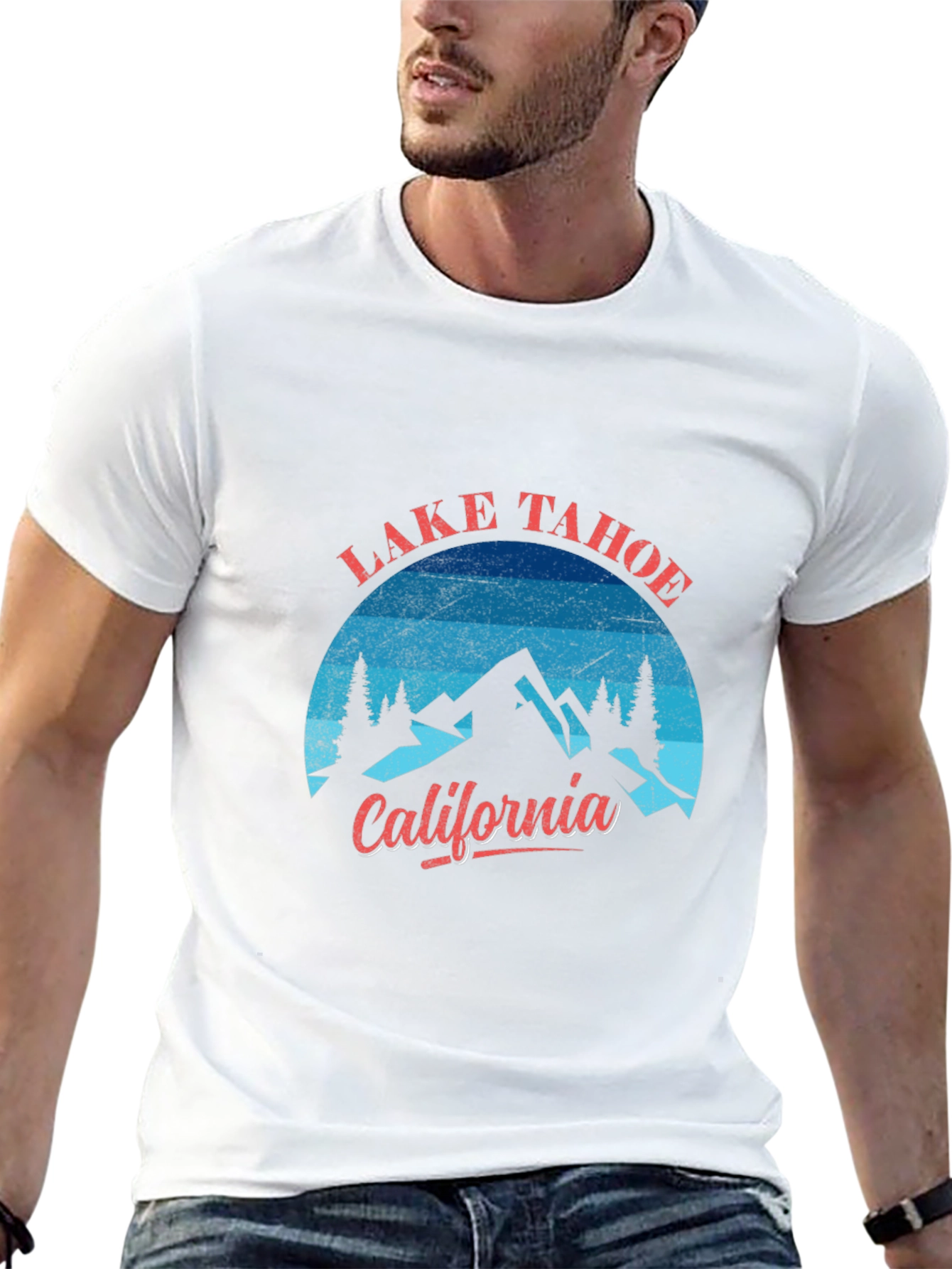 Camiseta Negra Lake Tahoe California Hombre