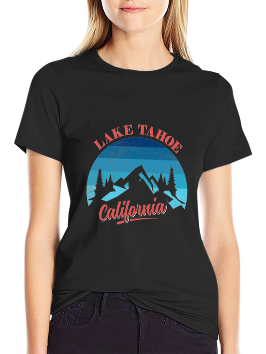 Camiseta Negra Lake Tahoe California Hombre