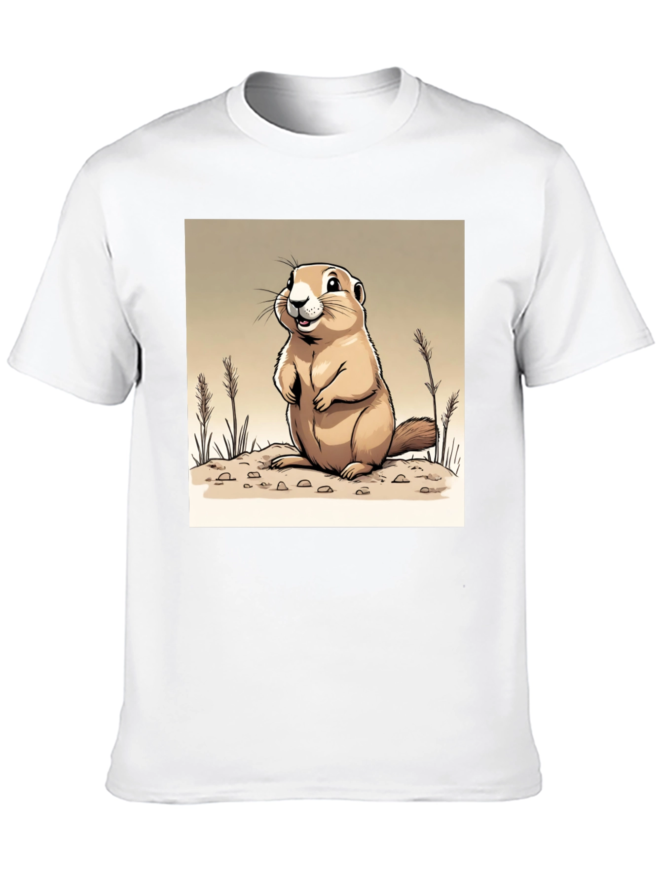 Camiseta Negra con Diseño de Marmota Amigable