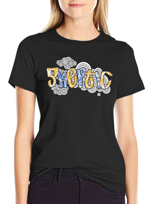 Camiseta Negra Estampada con Diseño Abstracto