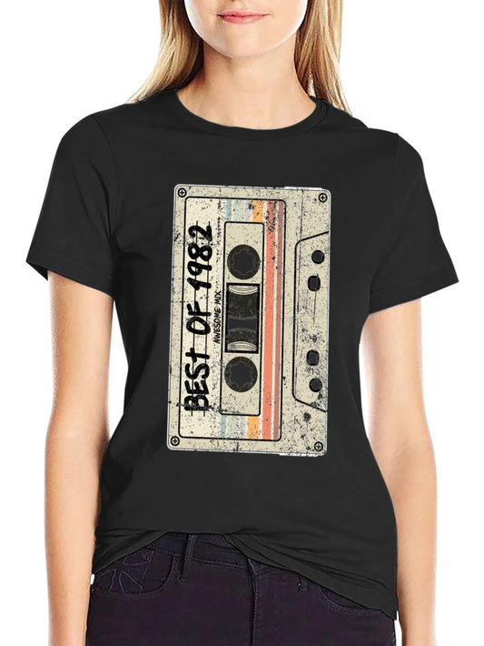 Camiseta Vintage Best of 1982 - Estilo Retro Cassette