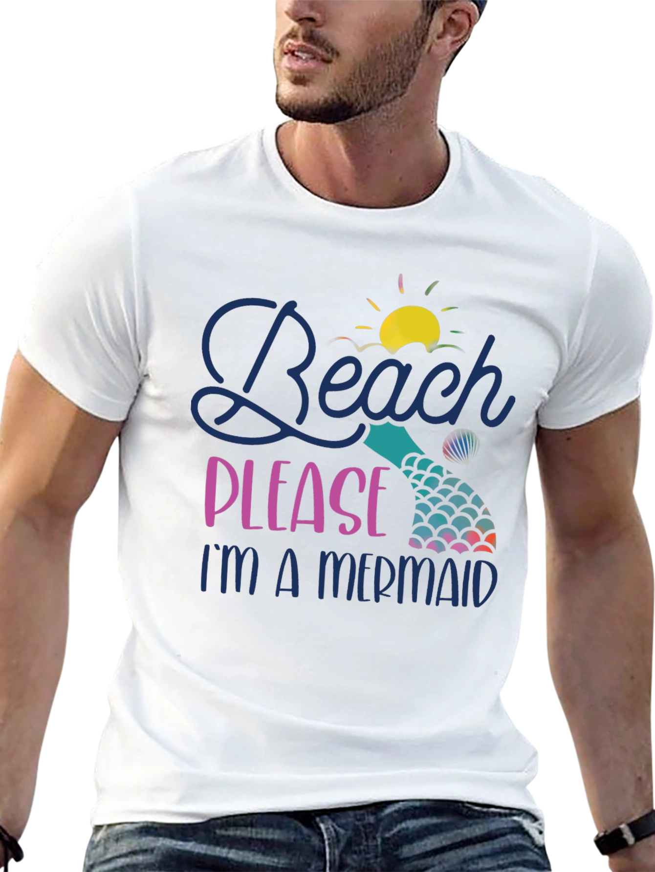 Camiseta Negra Beach Please Im a Mermaid