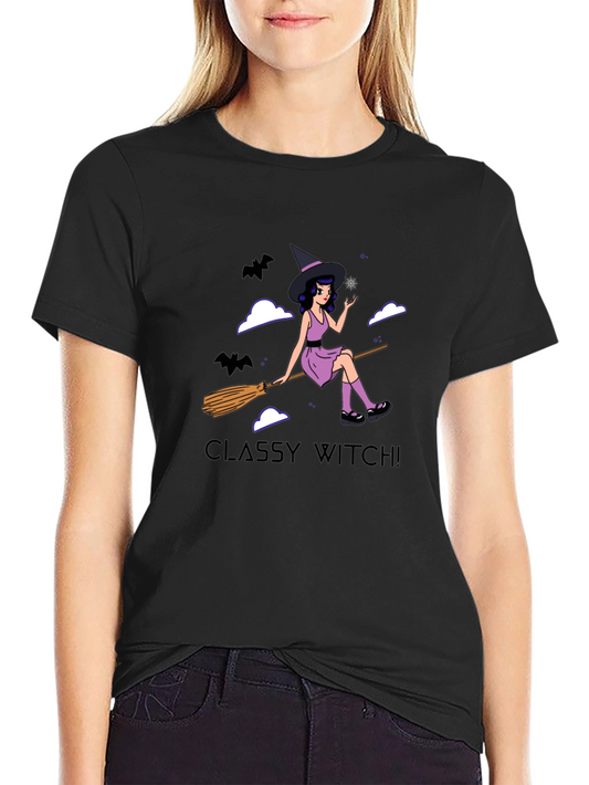 Camiseta Negra Classy Witch! para Halloween