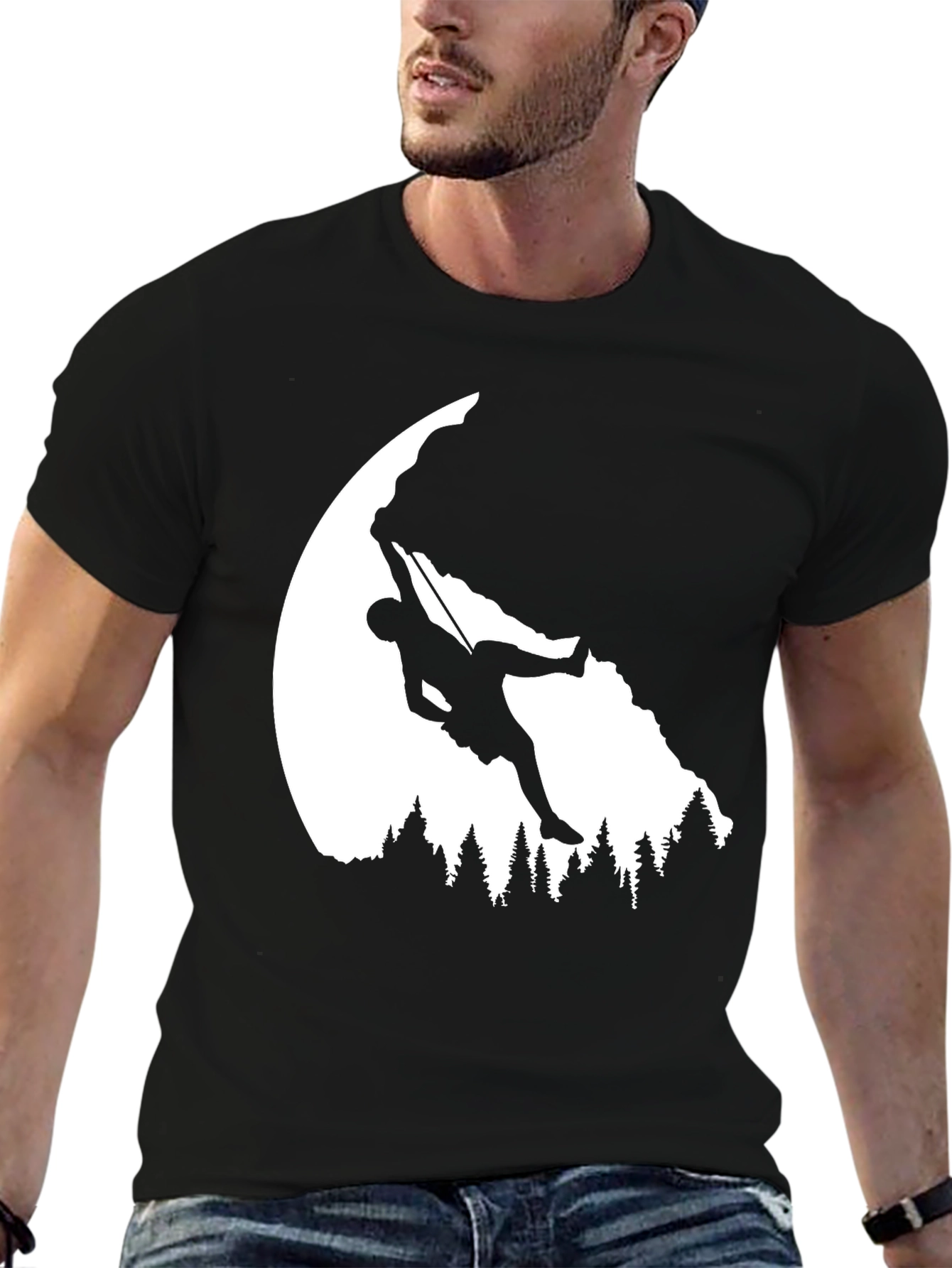 Camiseta Negra Escalada en Roca Aventura