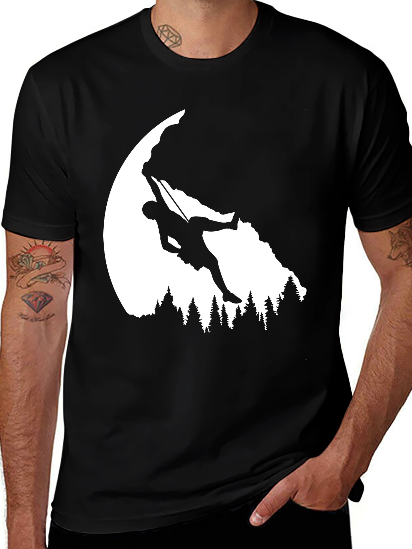 Camiseta Negra Escalada en Roca Aventura