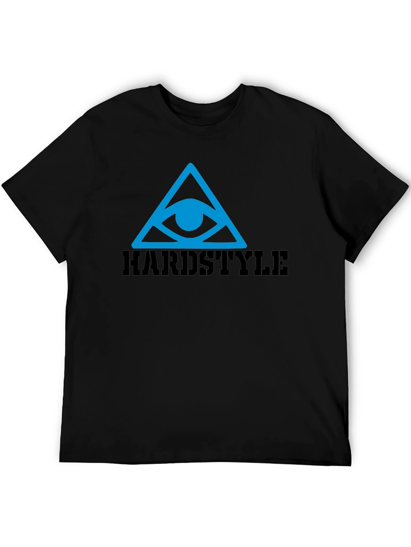 Camiseta Negra Hardstyle con Diseño Ojo en Triángulo