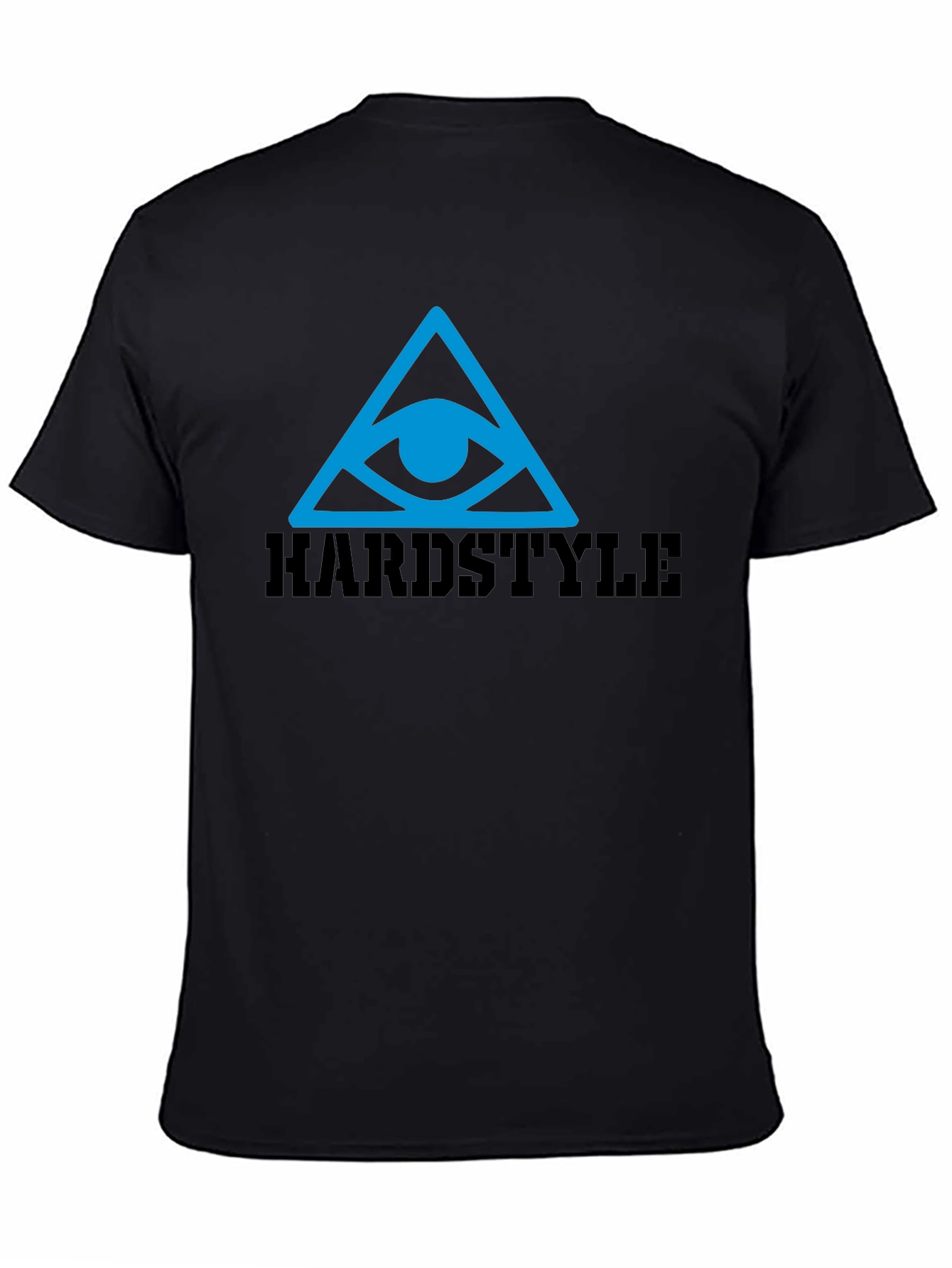 Camiseta Negra Hardstyle con Diseño Ojo en Triángulo