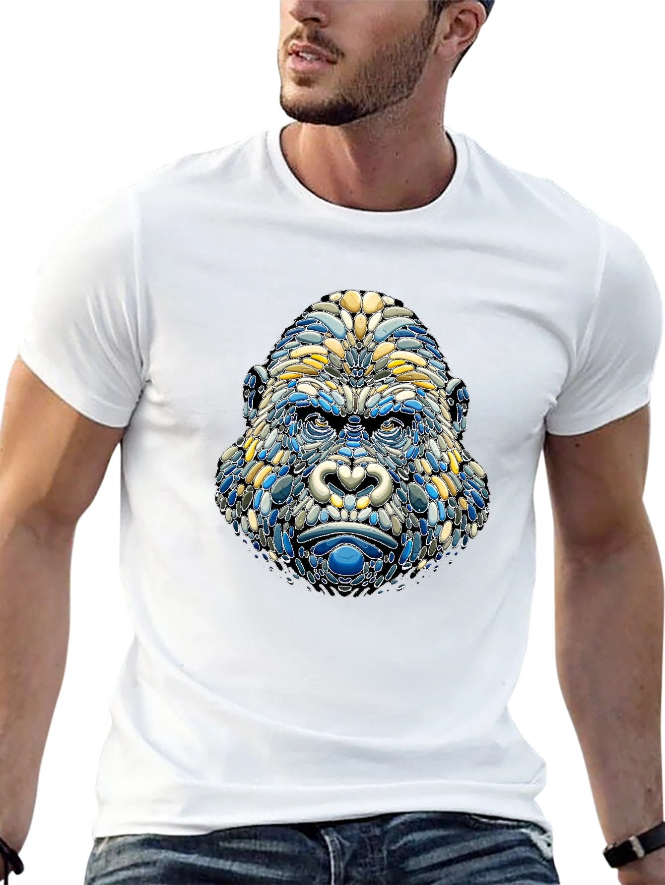 Camiseta Hombre Diseño Gorila Mosaico