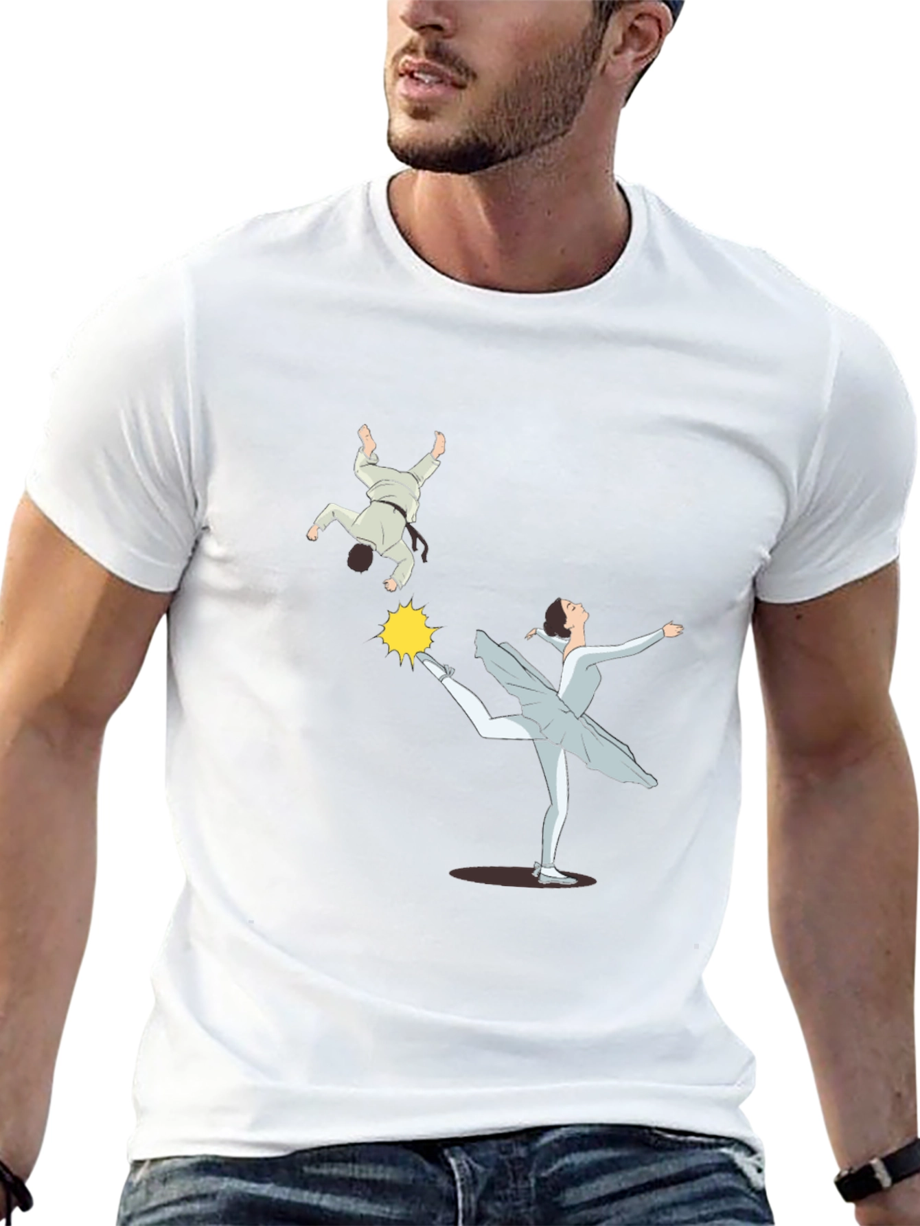 Camiseta Negra con Diseño de Bailarina y Judo