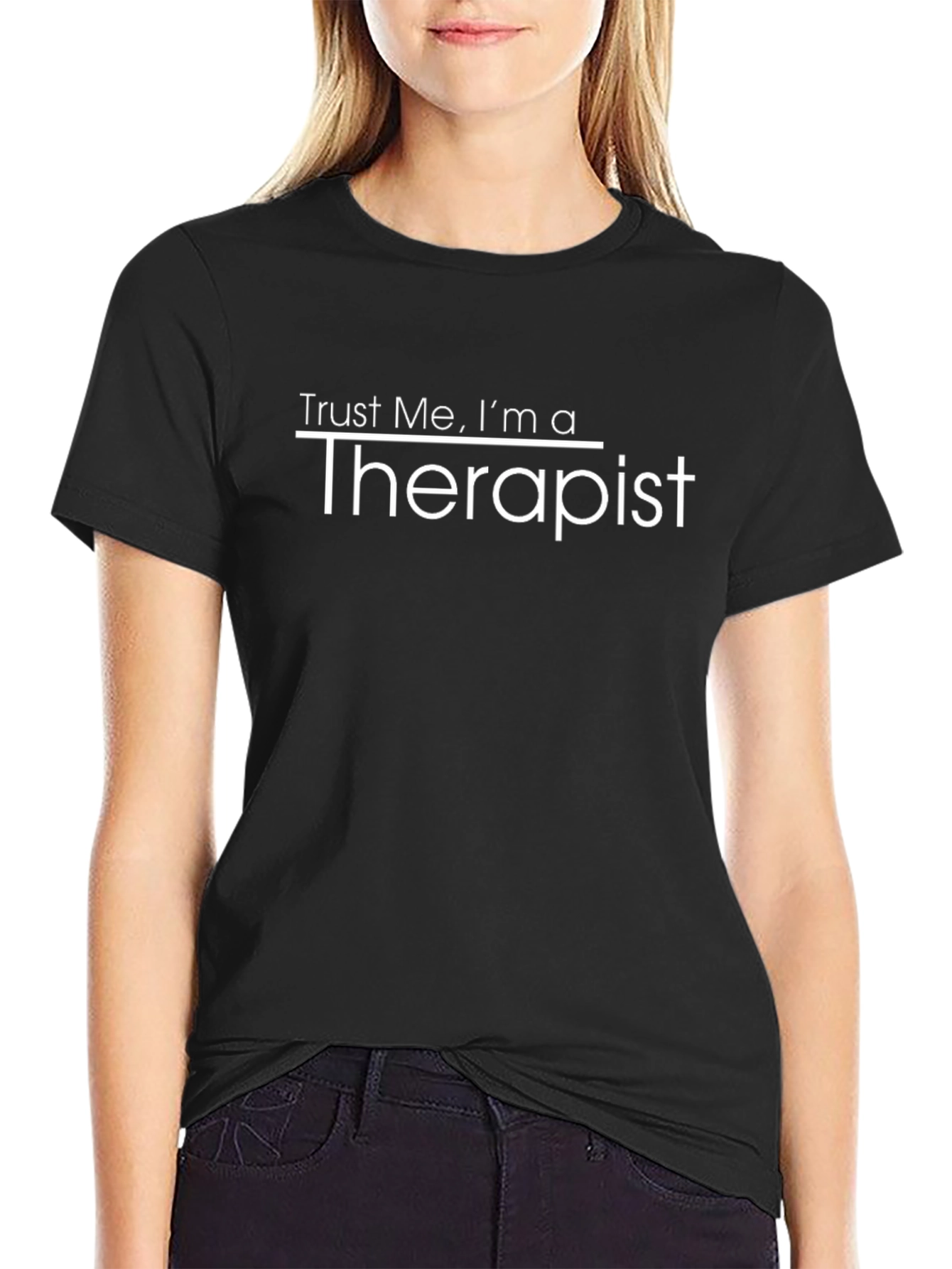 Camiseta Negra Confía en mí soy terapeuta