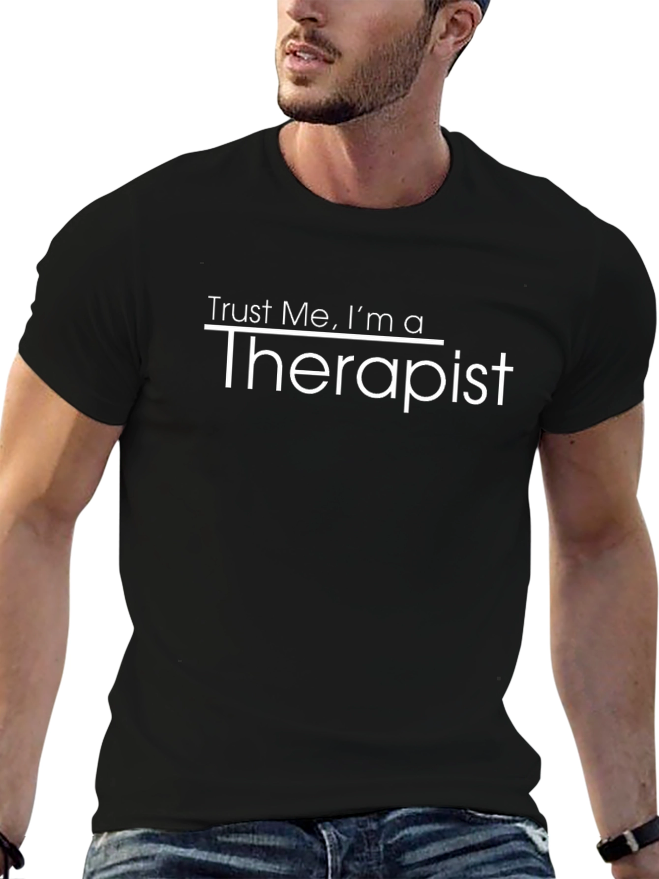 Camiseta Negra Confía en mí soy terapeuta