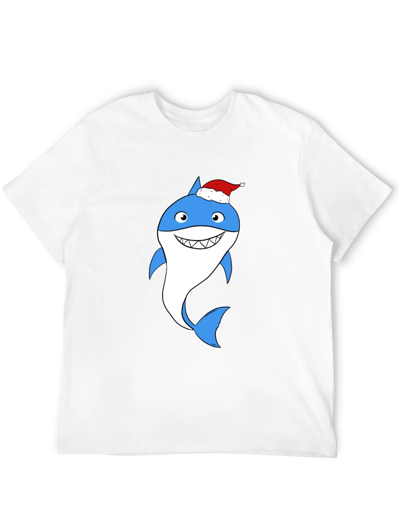 Camiseta Negra con Tiburón Navideño
