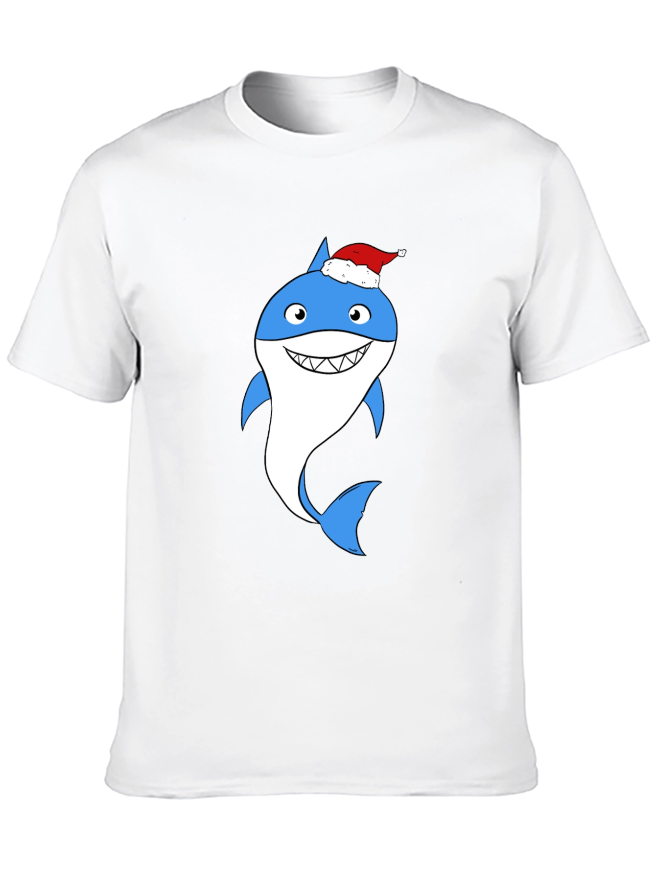 Camiseta Negra con Tiburón Navideño