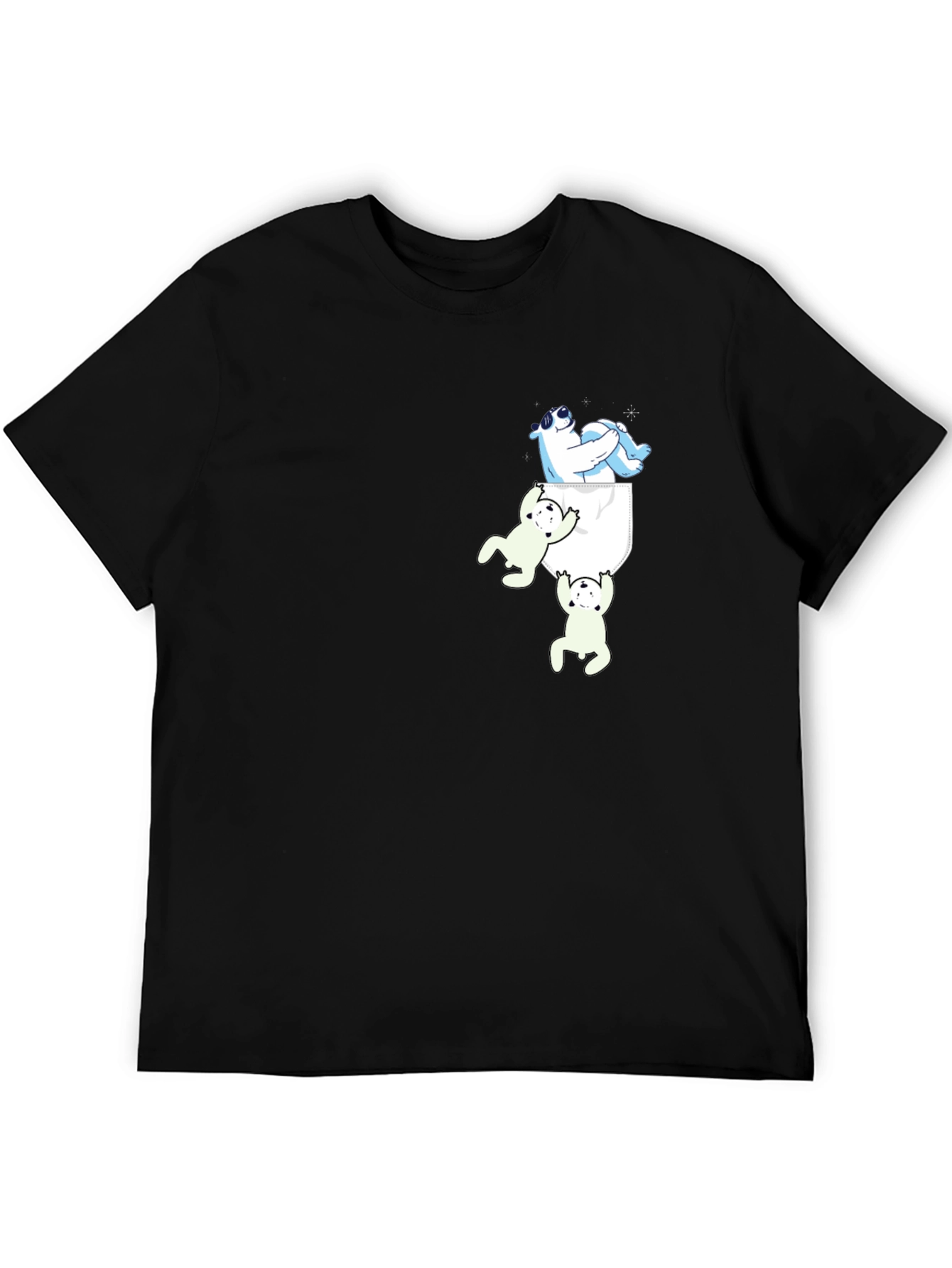 Camiseta Negra con Diseño Divertido de Osos Polares