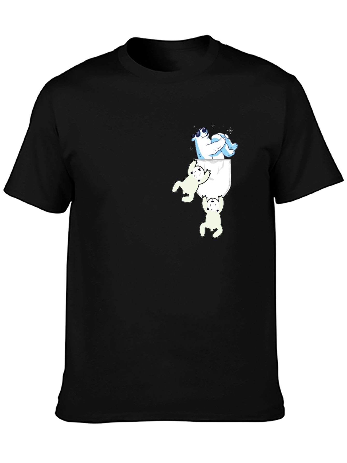 Camiseta Negra con Diseño Divertido de Osos Polares