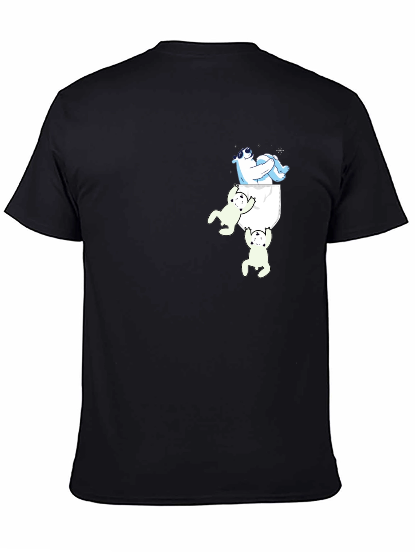 Camiseta Negra con Diseño Divertido de Osos Polares