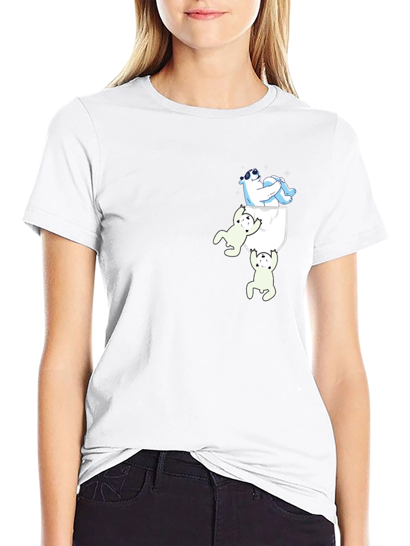 Camiseta Negra con Diseño Divertido de Osos Polares