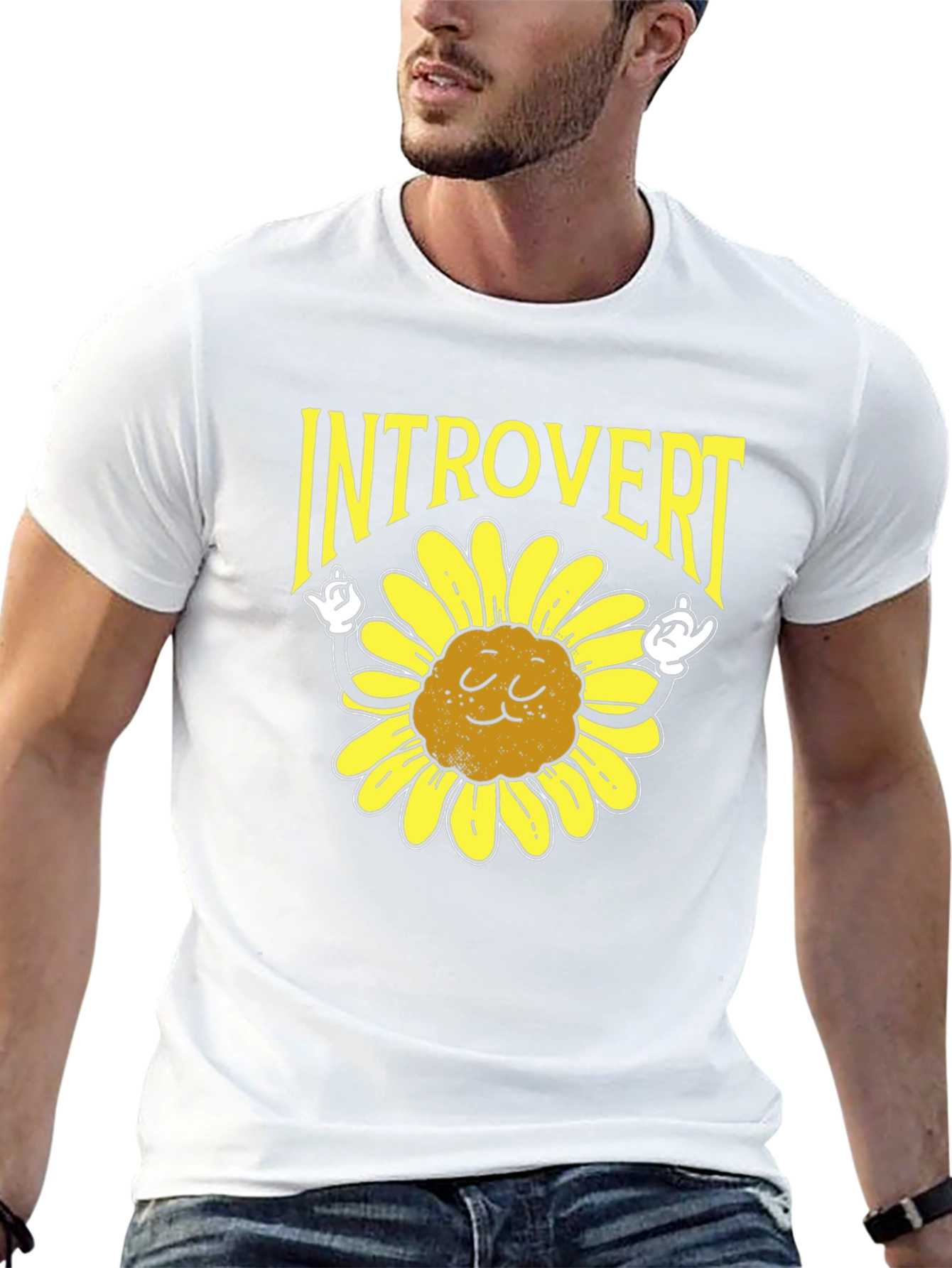 Camiseta Negra Introvertido Girasol Divertido