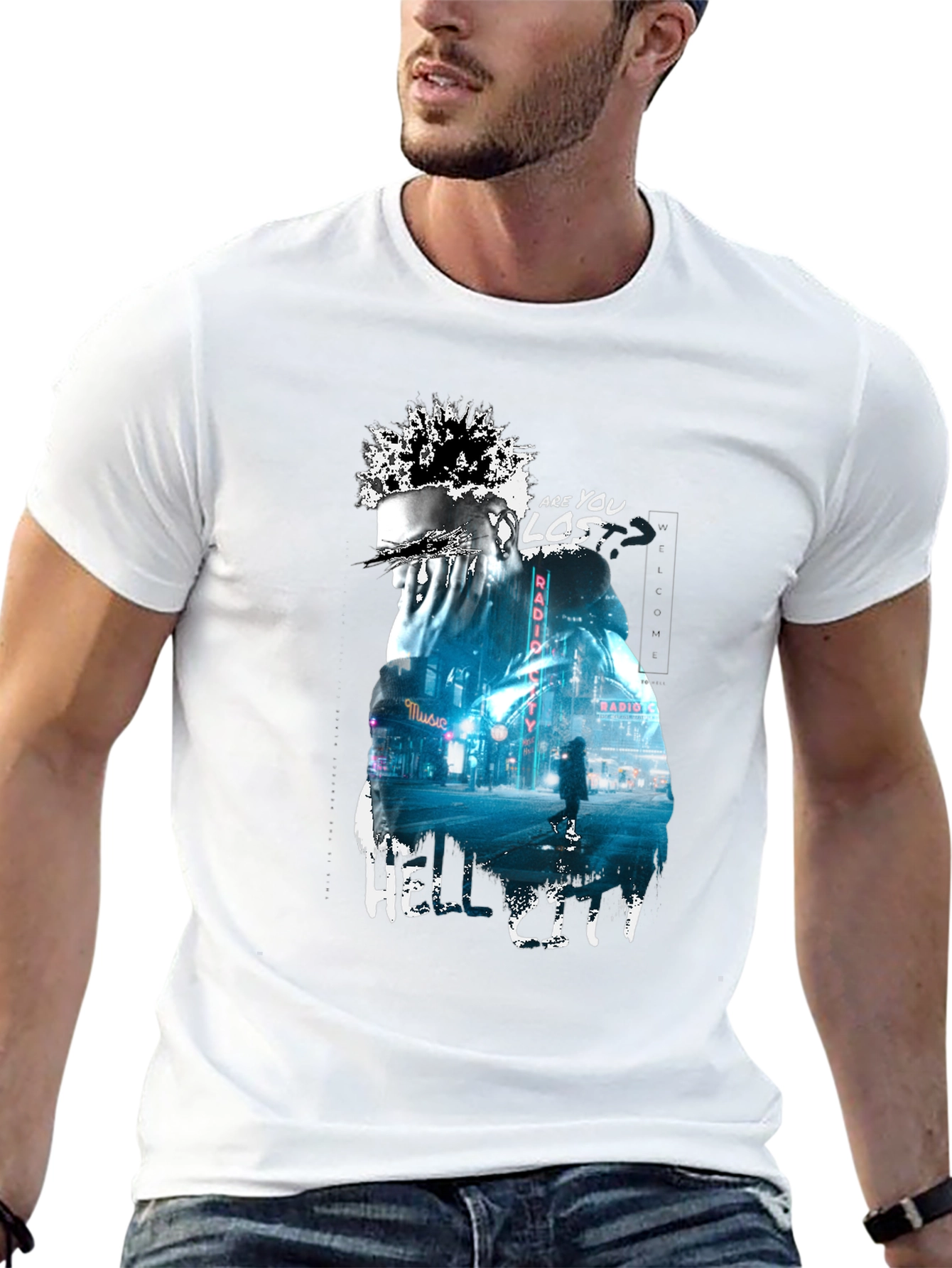 Camiseta Negra con Diseño Urbano Hell City