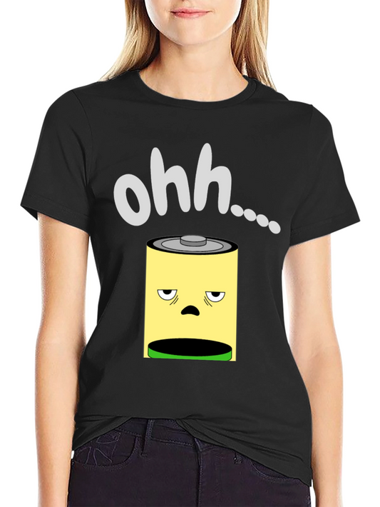Camiseta Negra con Diseño de Batería Agotada