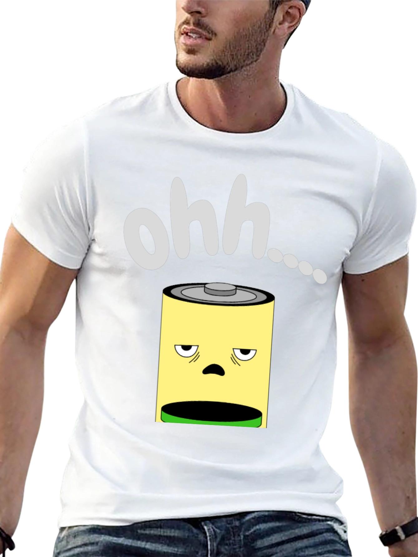 Camiseta Negra con Diseño de Batería Agotada