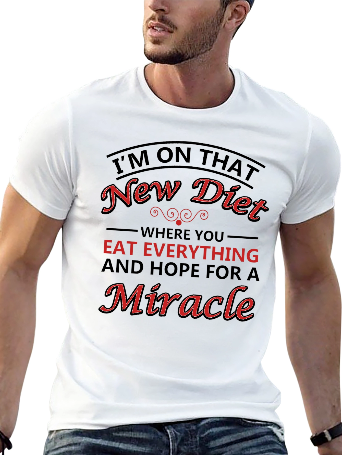 Camiseta Negra con Diseño Divertido de Dieta