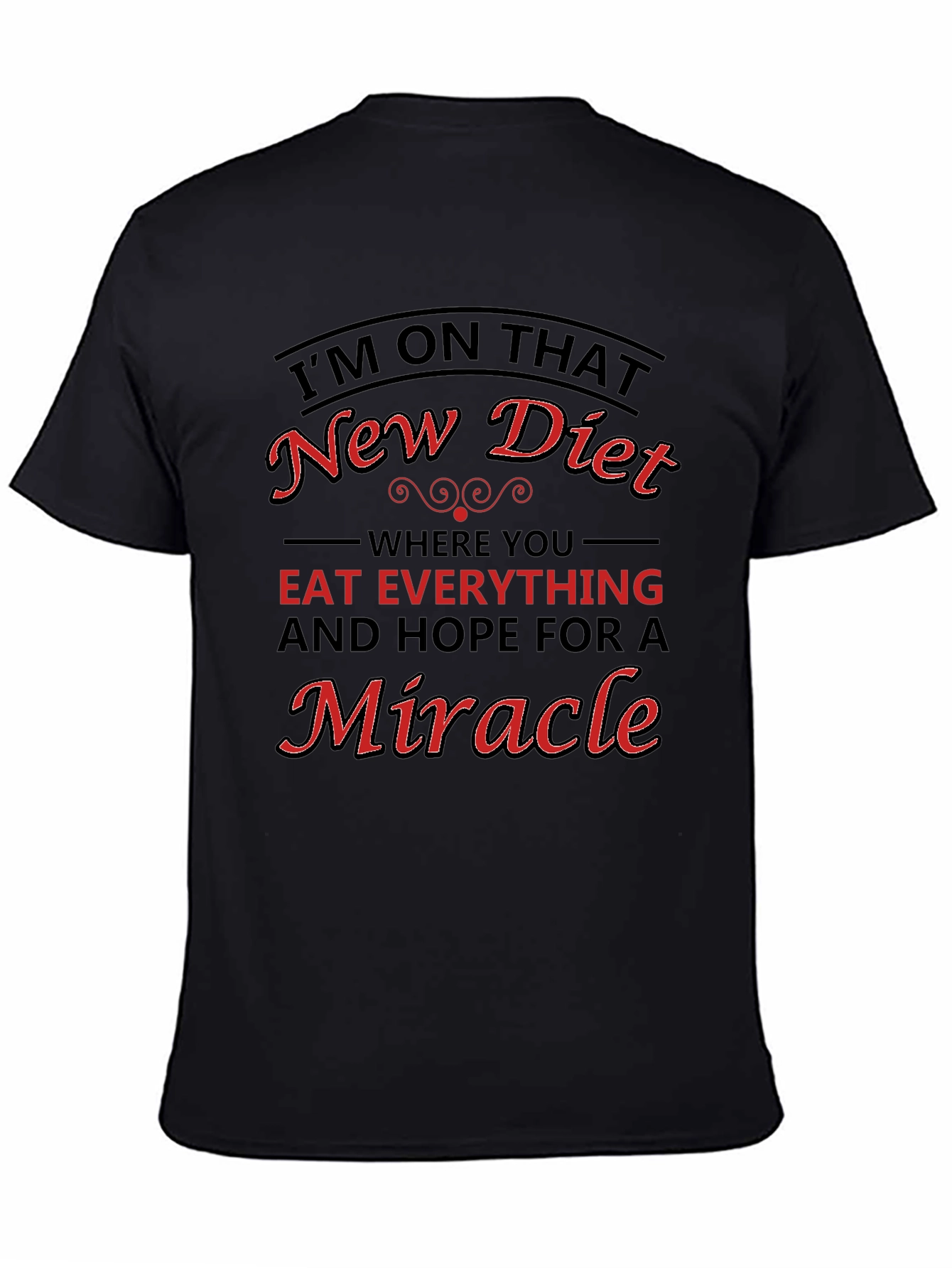 Camiseta Negra con Diseño Divertido de Dieta