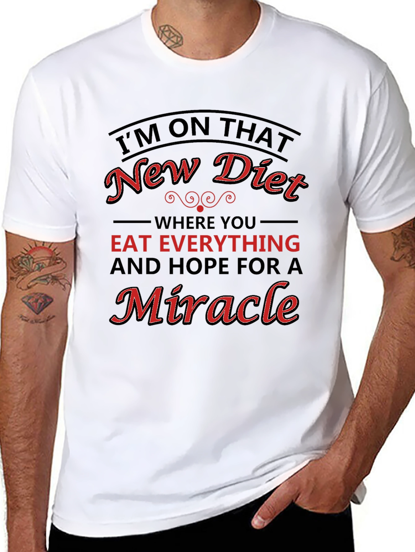 Camiseta Negra con Diseño Divertido de Dieta