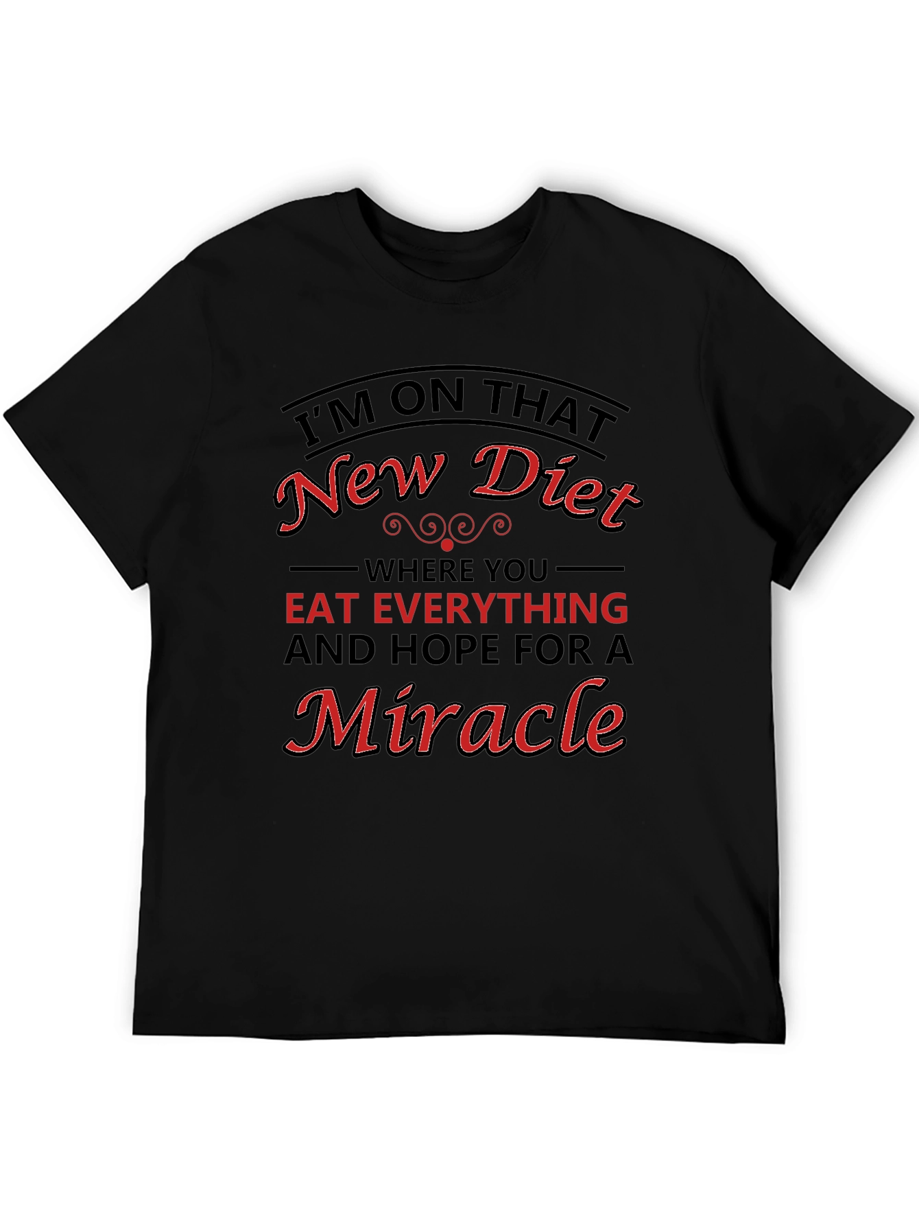 Camiseta Negra con Diseño Divertido de Dieta