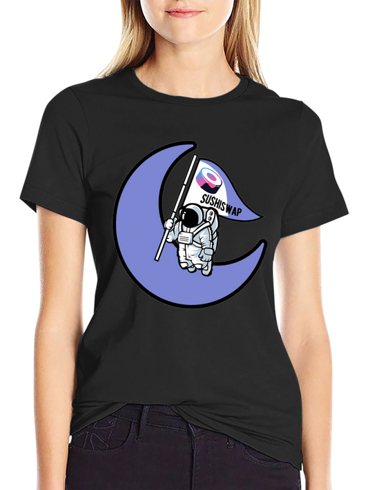 Camiseta Negra con Diseño Astronauta Sushiswap