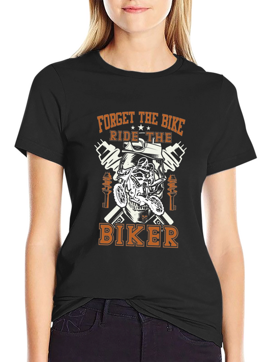 Camiseta Motera Negra - Forget the Bike Ride the Biker