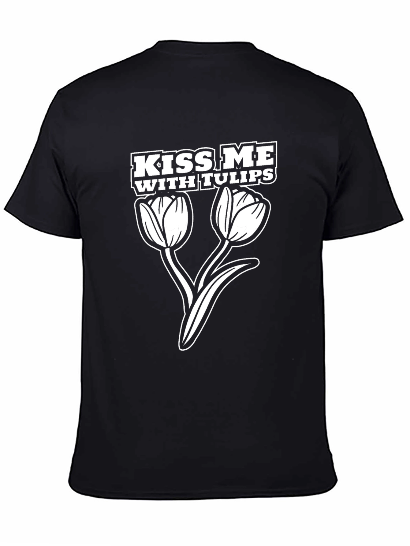 Camiseta Negra Kiss Me With Tulips