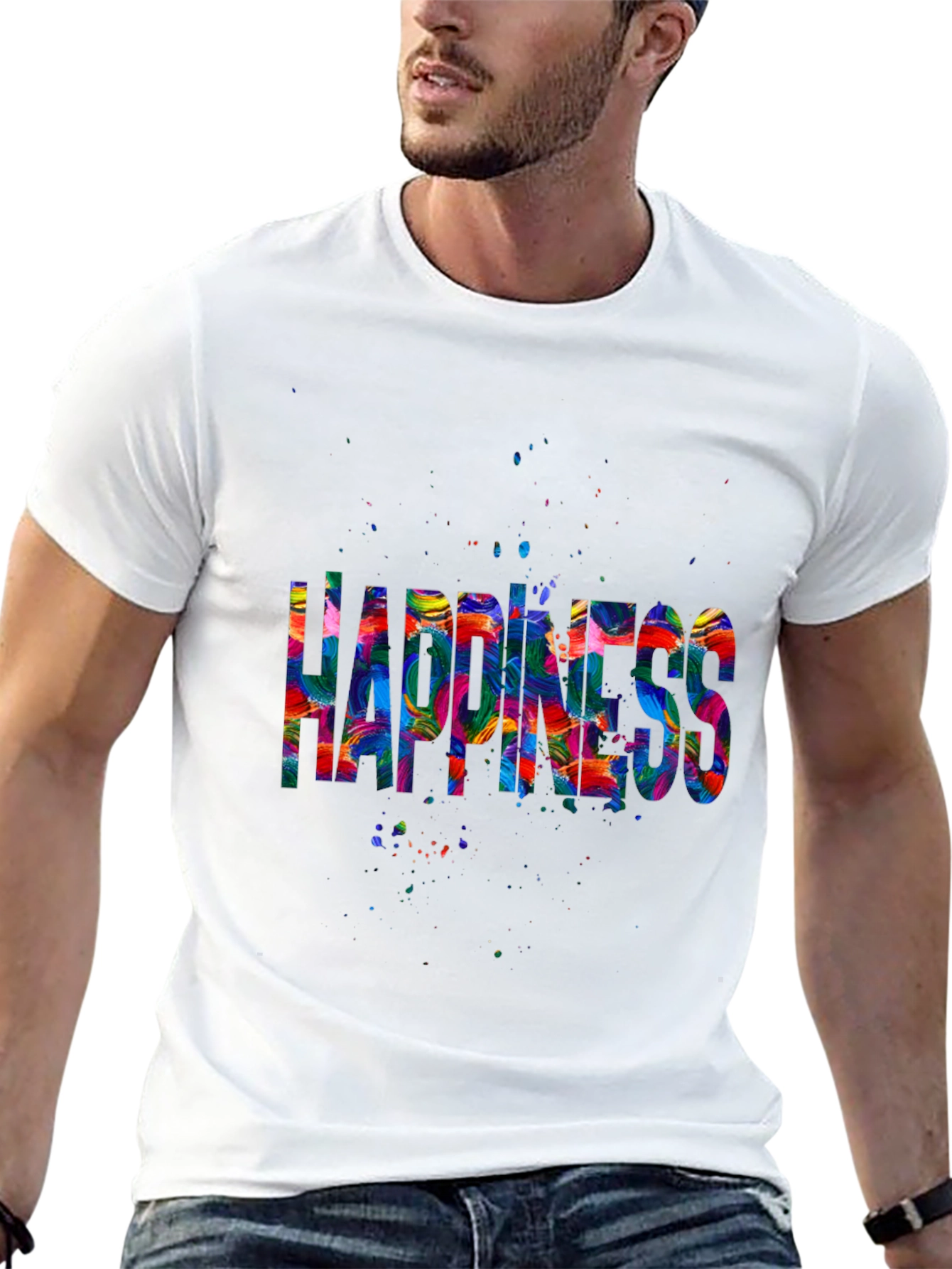 Camiseta Negra Happiness Multicolor