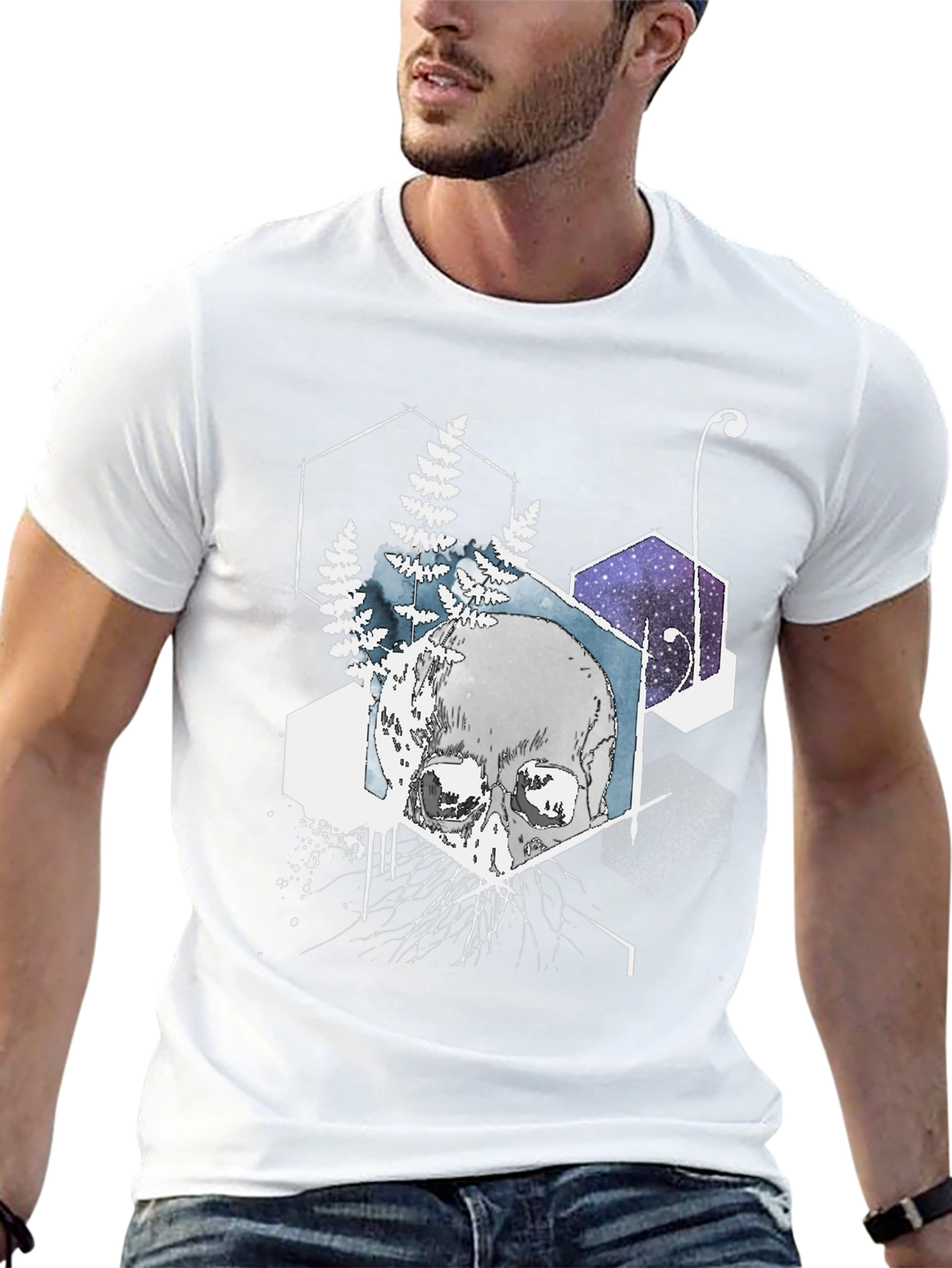 Camiseta Negra Cráneo Geométrico