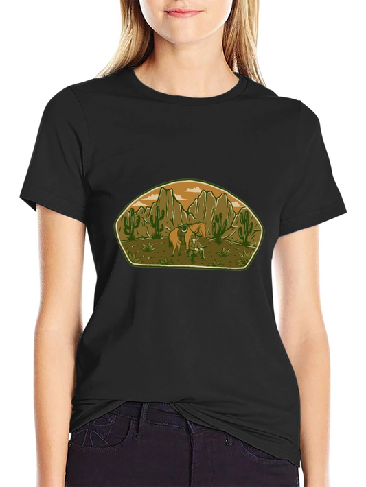 Camiseta Negra con Diseño del Viejo Oeste