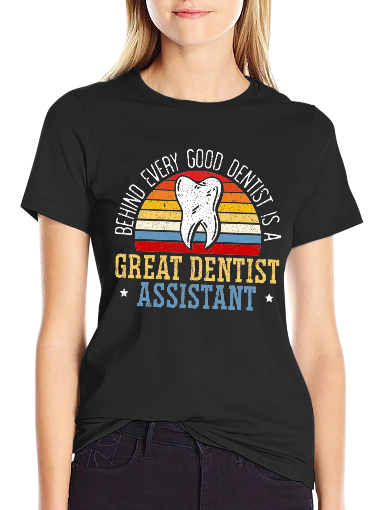 Camiseta Negra Dentista - Asistente Dental