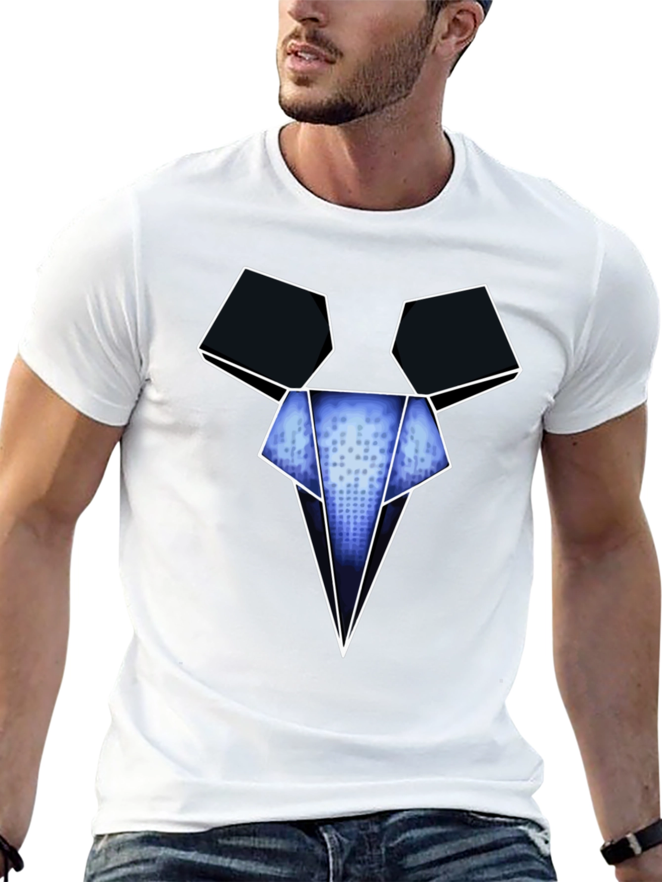 Camiseta Negra con Diseño Gráfico Abstracto