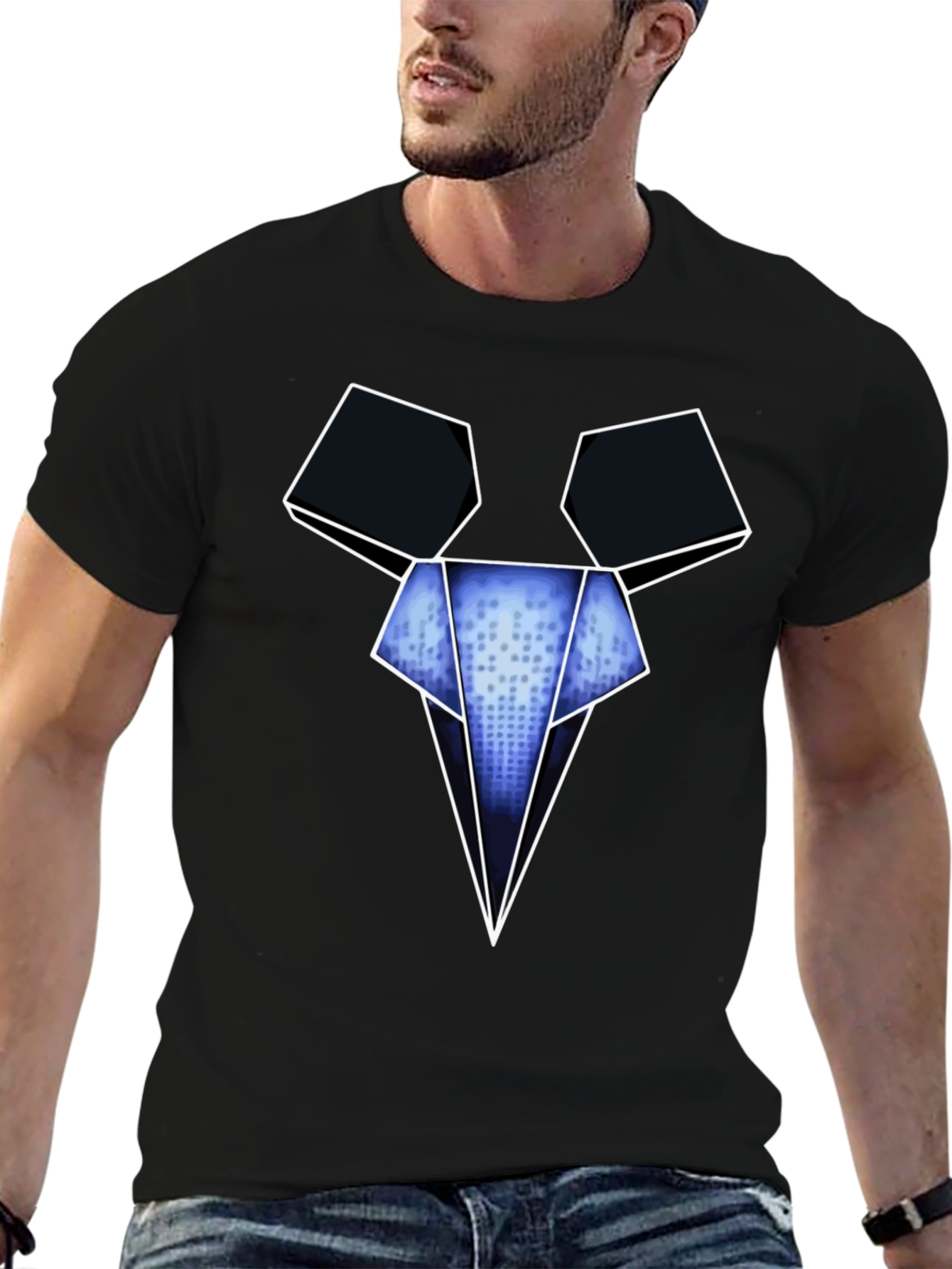 Camiseta Negra con Diseño Gráfico Abstracto