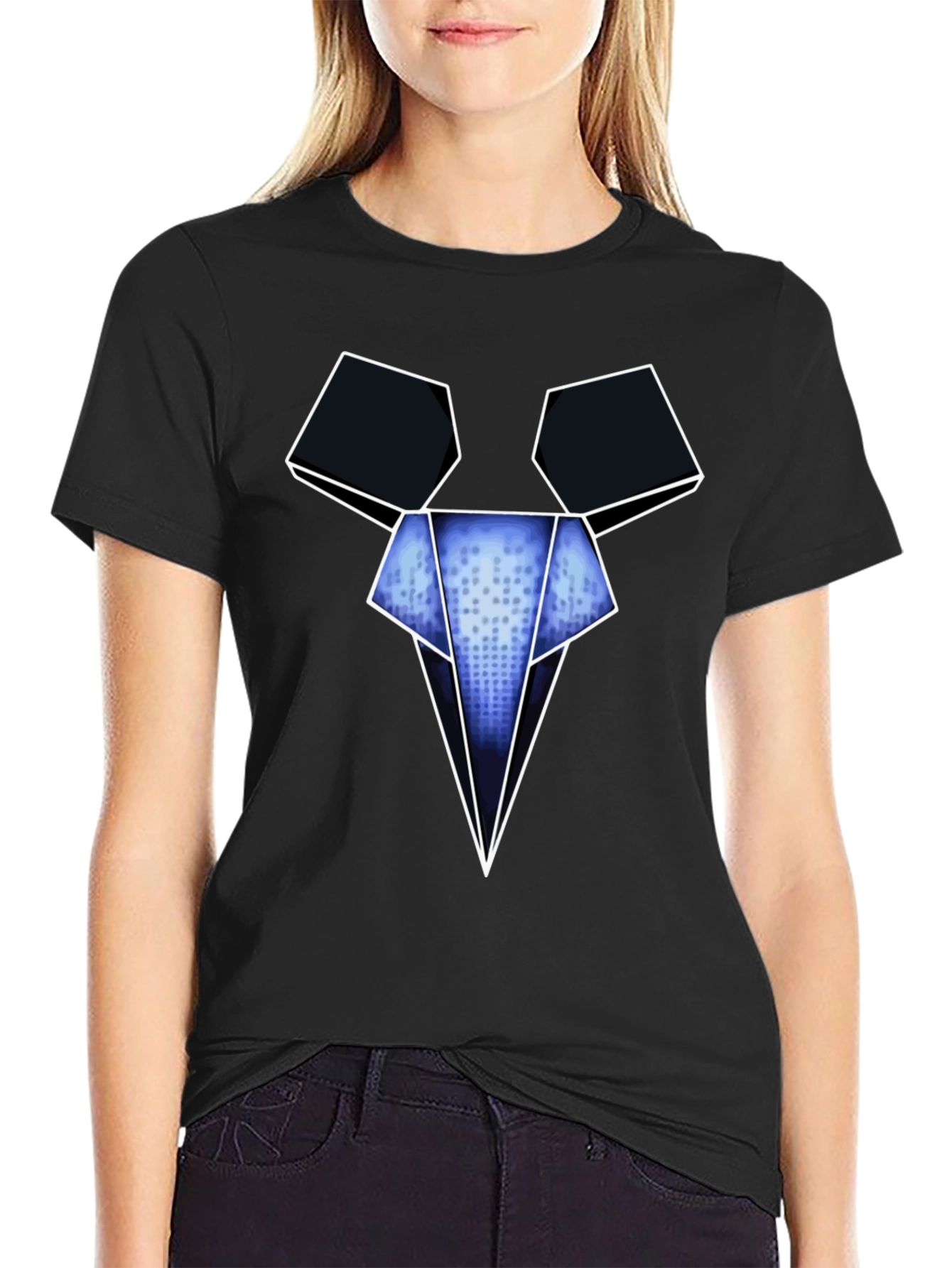 Camiseta Negra con Diseño Gráfico Abstracto