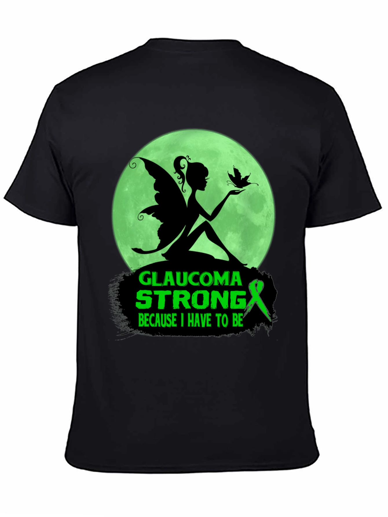 Camiseta Negra Glaucoma Strong Mujer Hada Luna