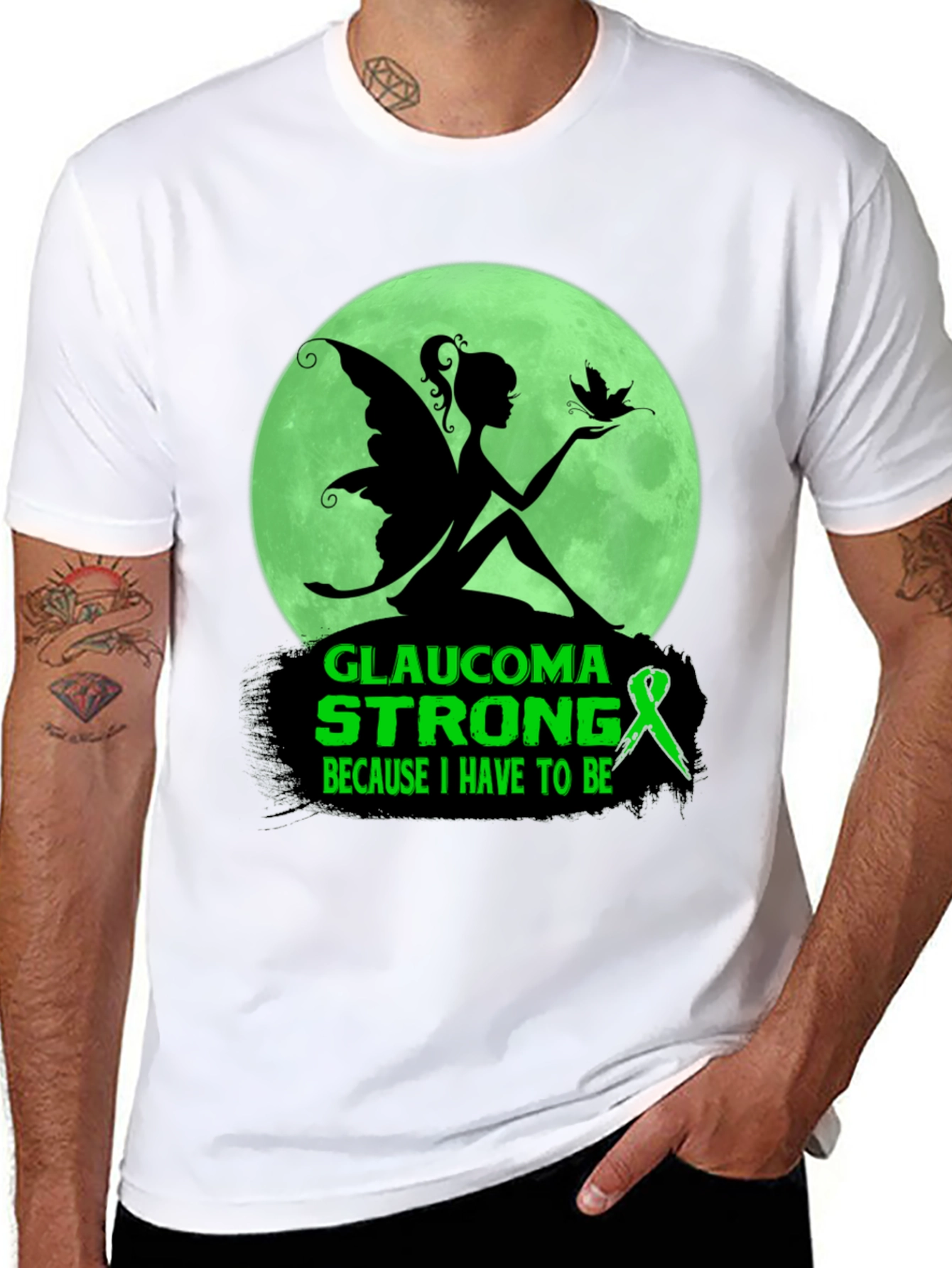 Camiseta Negra Glaucoma Strong Mujer Hada Luna