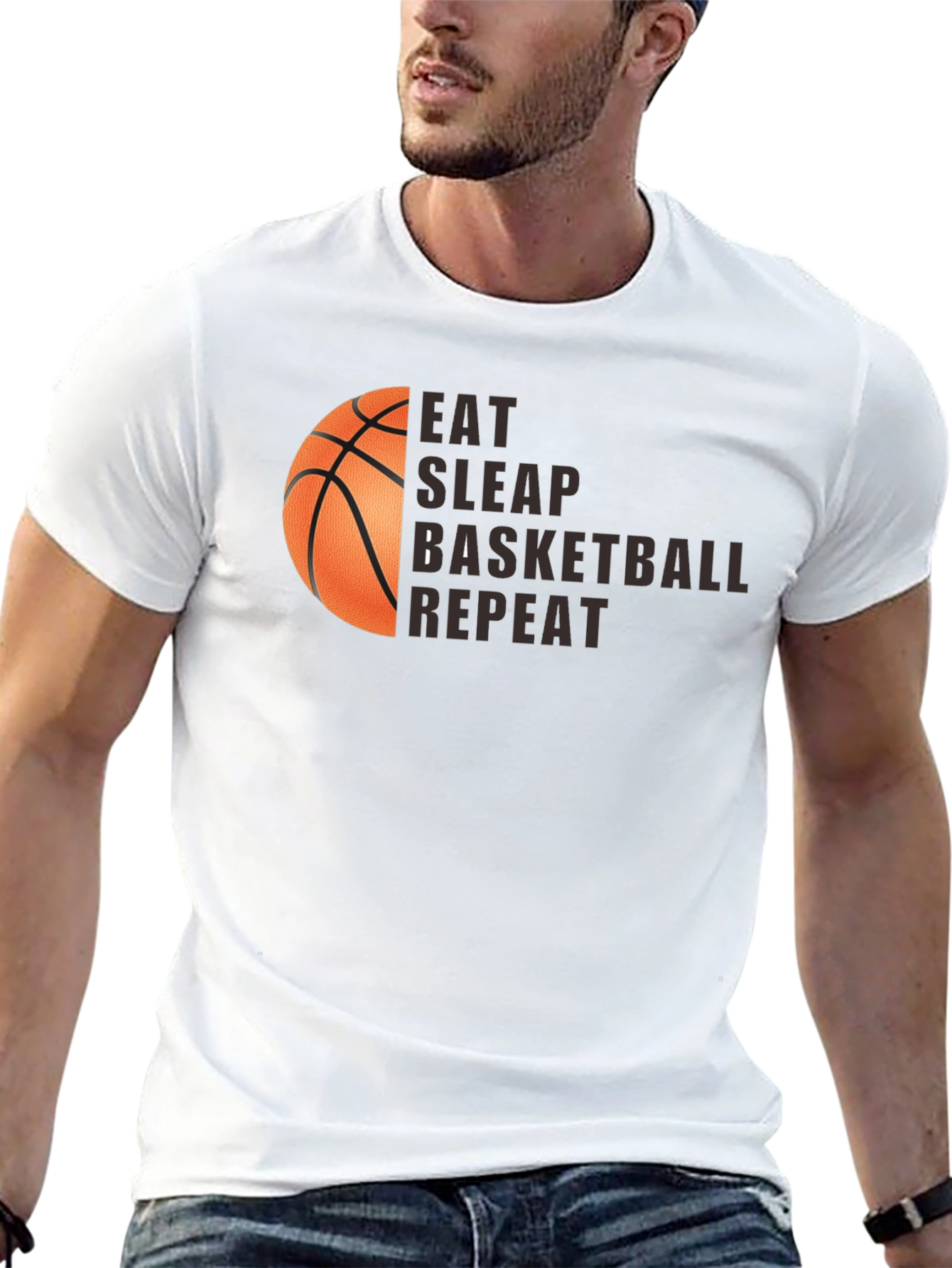 Camiseta Negra Eat Sleep Basketball Repeat