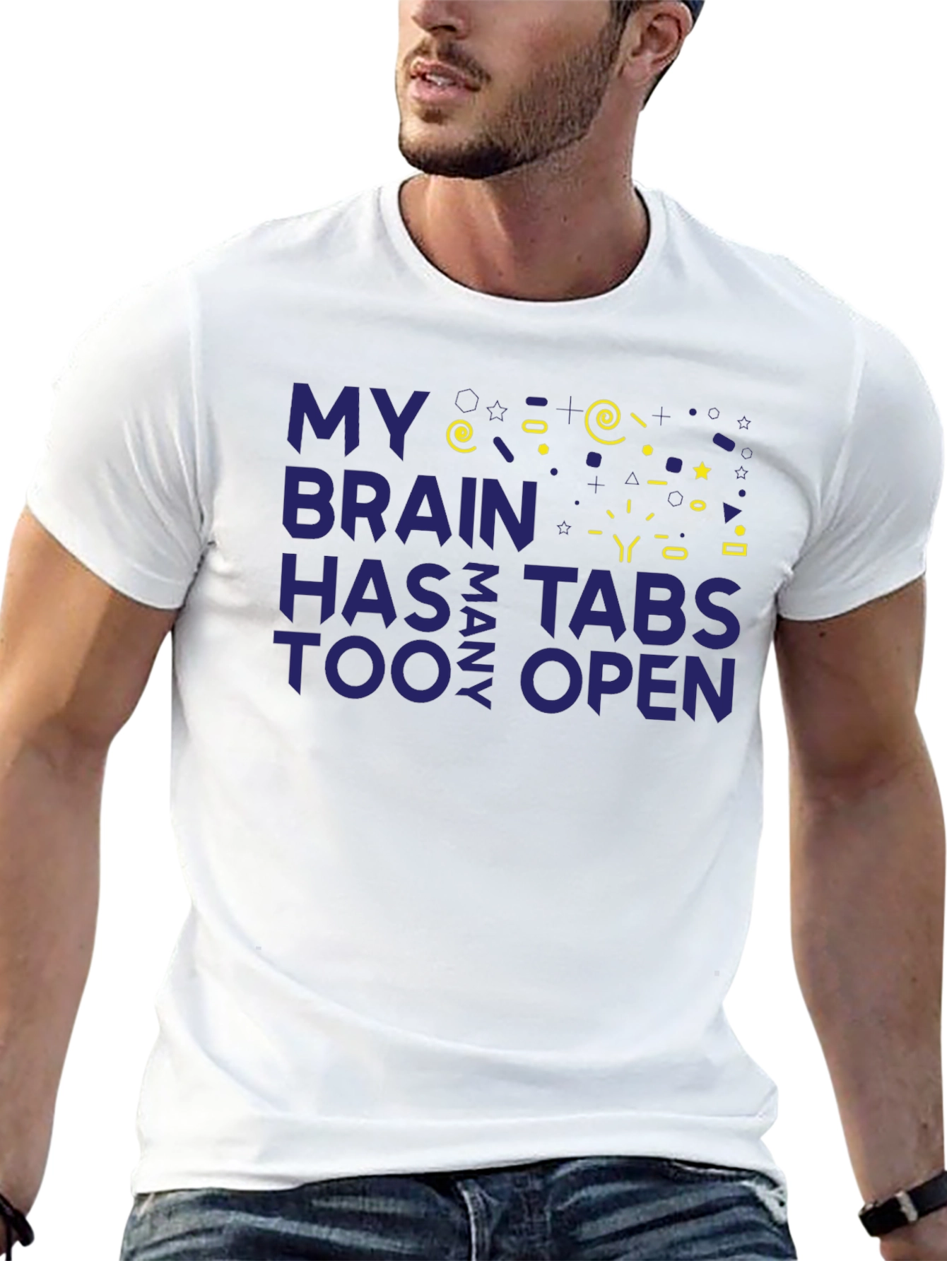 Camiseta Hombre Negra - Cerebro con Demasiadas Pestañas Abiertas
