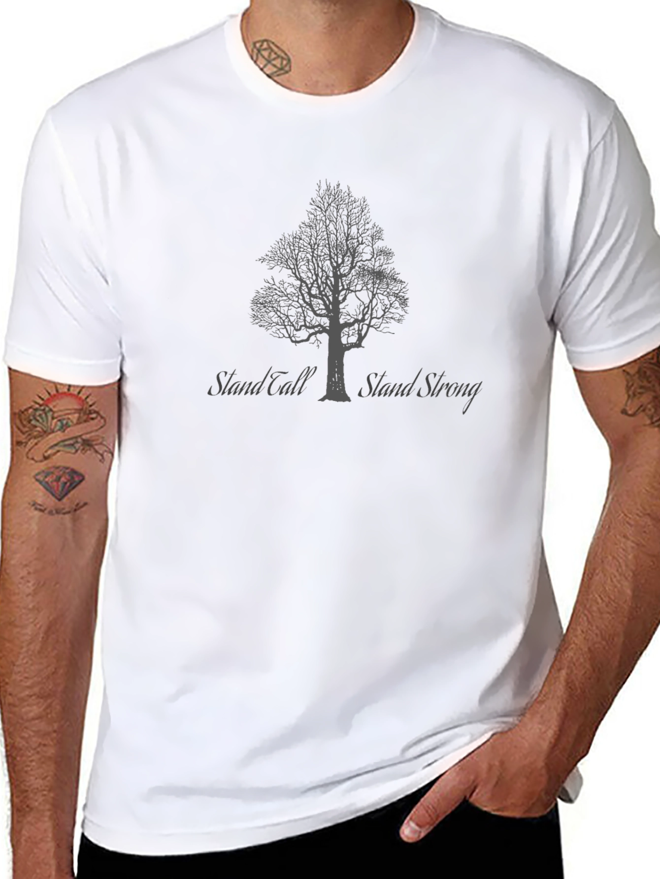 Camiseta Negra Árbol Stand Tall Stand Strong